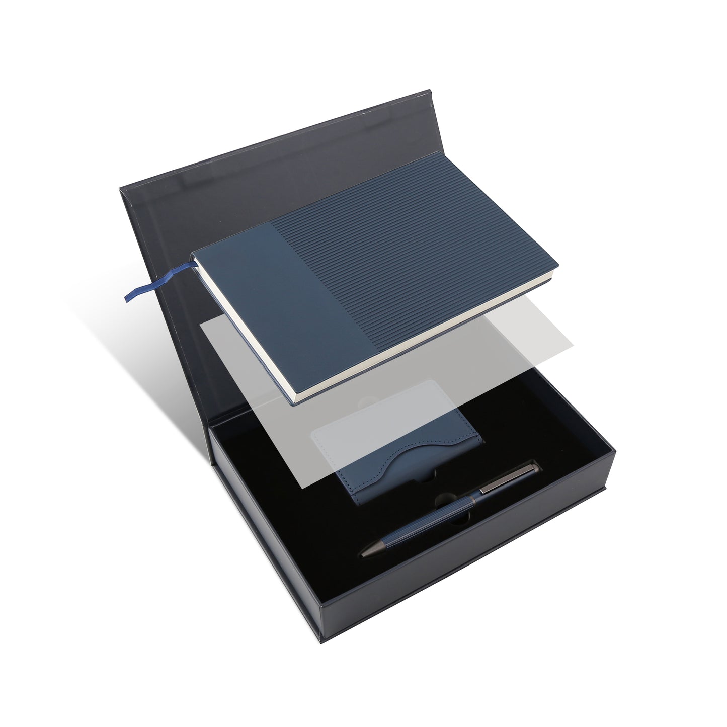 Professional Essentials Gift Set – 4-Piece Notebook Gift Set with PU Binder, Metal Pen & Card Holder