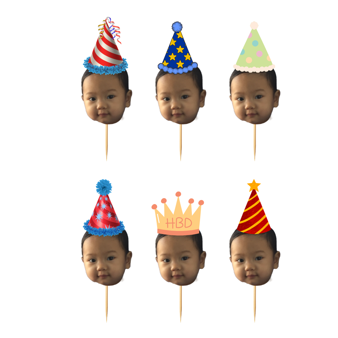 Custom Face Cupcake Toppers – 2.5 inches (Set of 6)