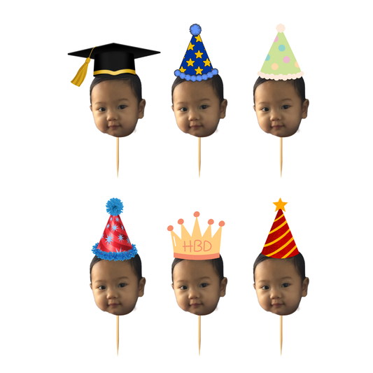 Custom Face Cupcake Toppers – 2.5 inches (Set of 6)