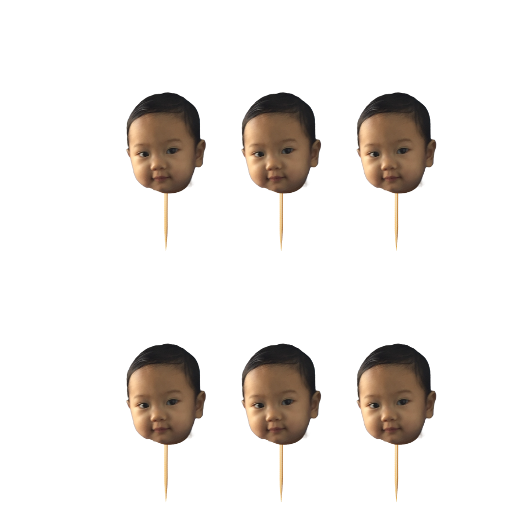 Custom Face Cupcake Toppers – 2.5 inches (Set of 6)