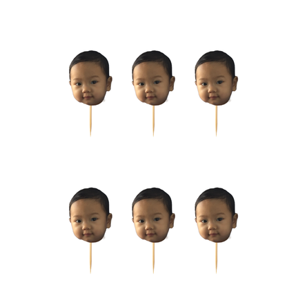 Custom Face Cupcake Toppers – 2.5 inches (Set of 6)