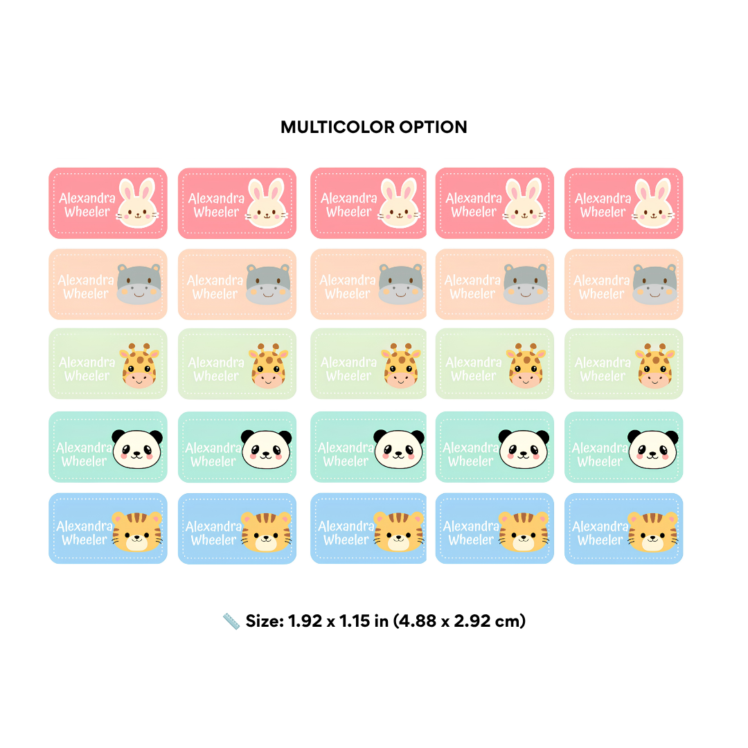 Cute Animals Custom Stickers – Choose Your Color & Animal Character | 25pcs