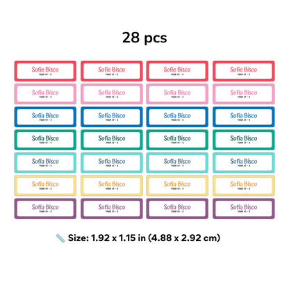 Personalized School Name Labels – Name & Grade Stickers (Set of 28)