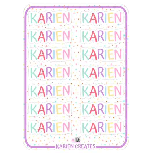Pastel Rainbow Custom Name Stickers