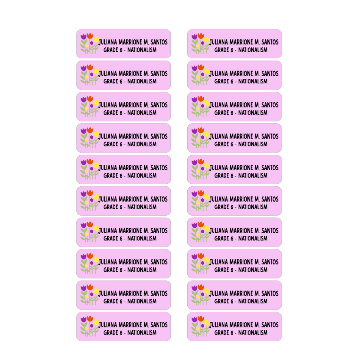 School Sticker Labels