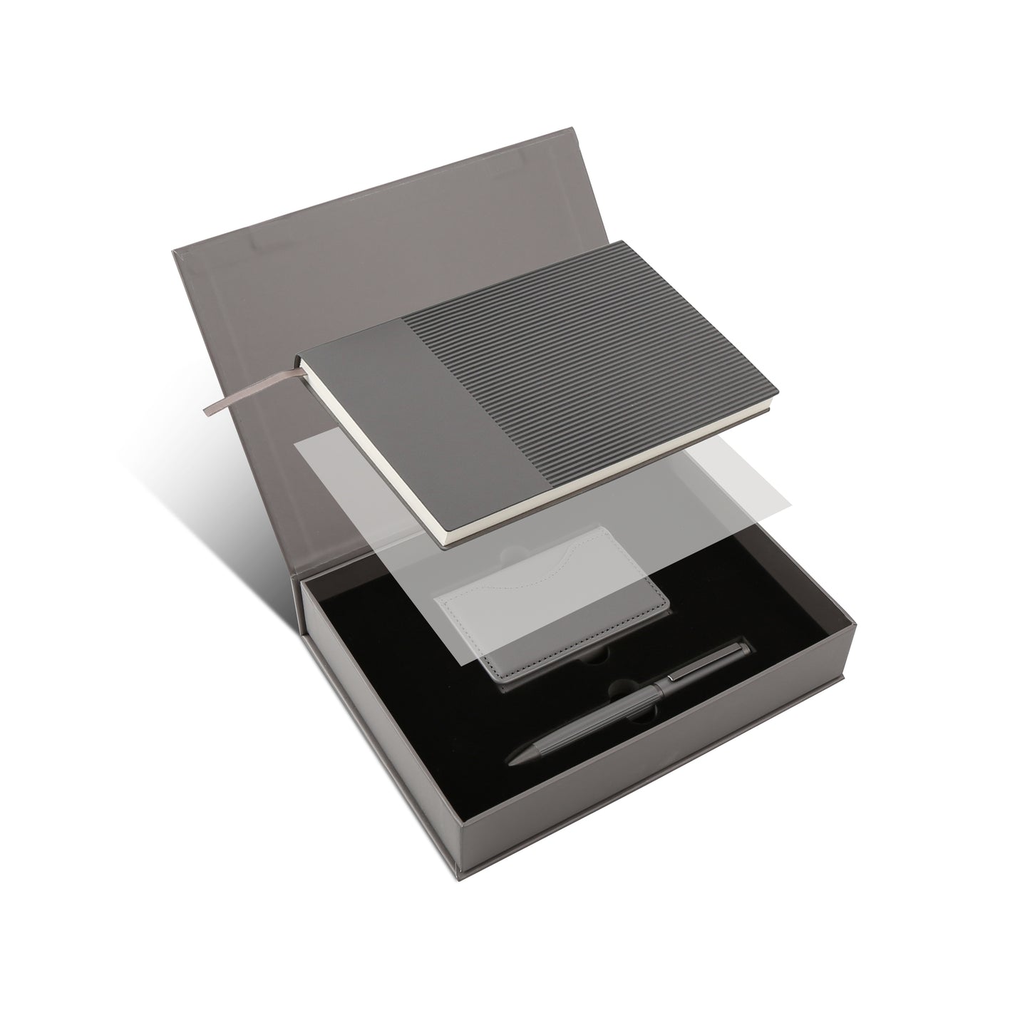 Professional Essentials Gift Set –  4-Piece Notebook Gift Set with PU Binder, Metal Pen & Card Holder