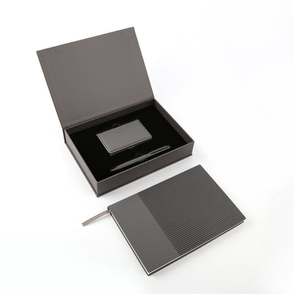 Professional Essentials Gift Set –  4-Piece Notebook Gift Set with PU Binder, Metal Pen & Card Holder