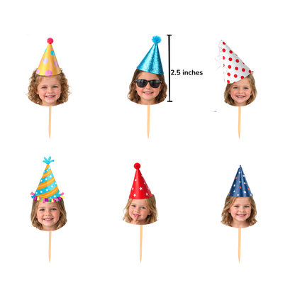 Custom Face Cupcake Toppers – 2.5 inches (Set of 6)