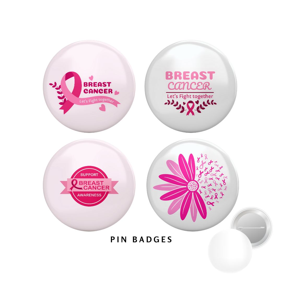 Breast Cancer Awareness Pin Badge Set of 4