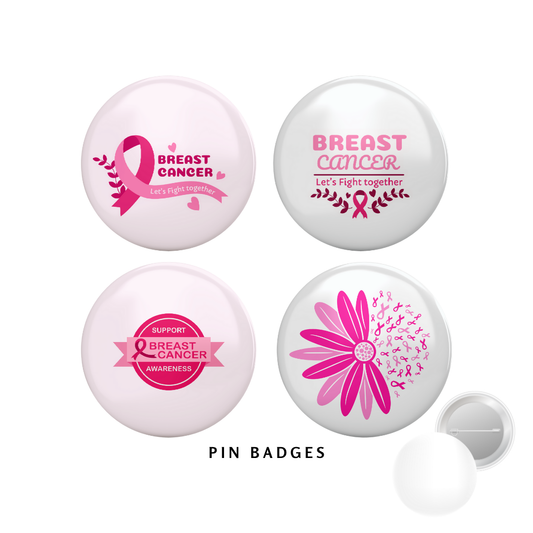 Breast Cancer Awareness Pin Badge Set of 4