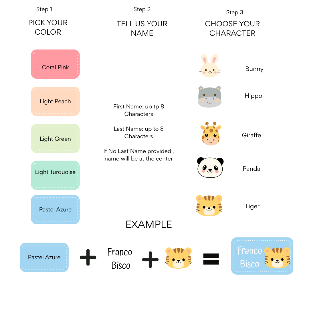 Custom Sticker Label Set – Choose Your Color & Character | 25pcs