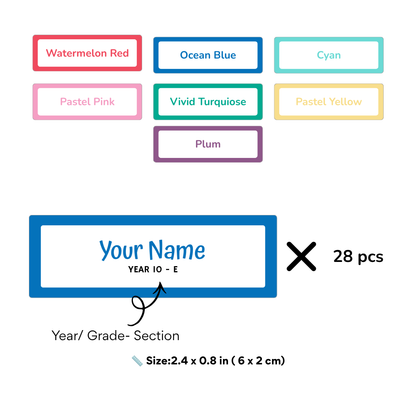 Personalized School Name Labels – Name & Grade Stickers (Set of 28)