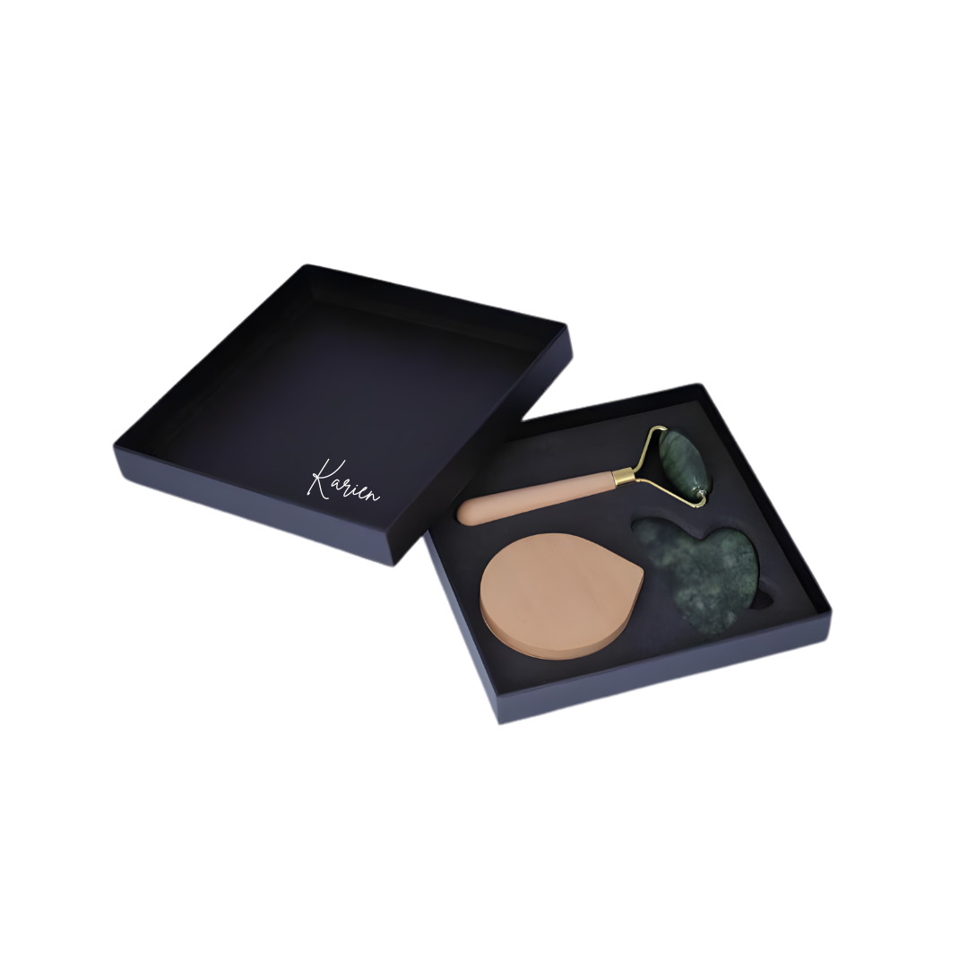 Set of Jade Face Roller, Guasha and Mirror