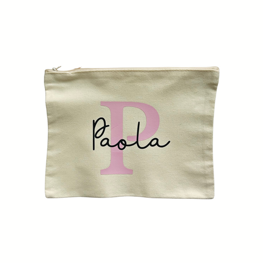 Personalized Canvas Pouch with Monogram – Makeup, Pencil, Travel Bag